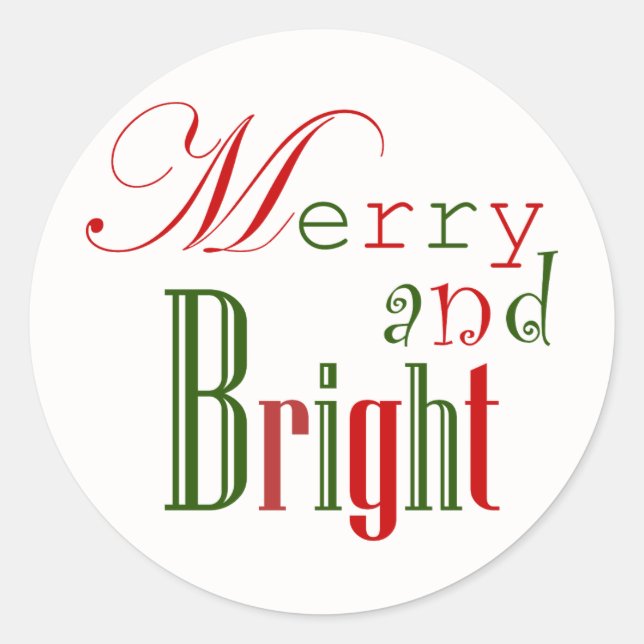 Merry and Bright Festive Christmas Stickers (Front)