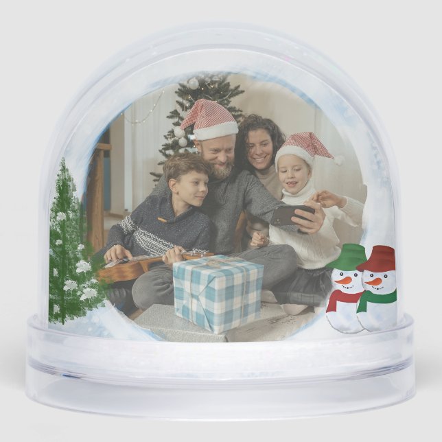 Merry and Bright Festive Family Photo Snow Globe (Front)