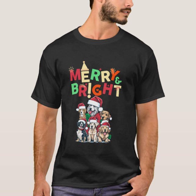 Merry and Bright Festive Holiday Attire for Dog lo T-Shirt (Front)
