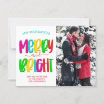 Merry and Bright Festive Photo Christmas Card