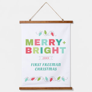 Merry and Bright First Christmas Hanging Tapestry
