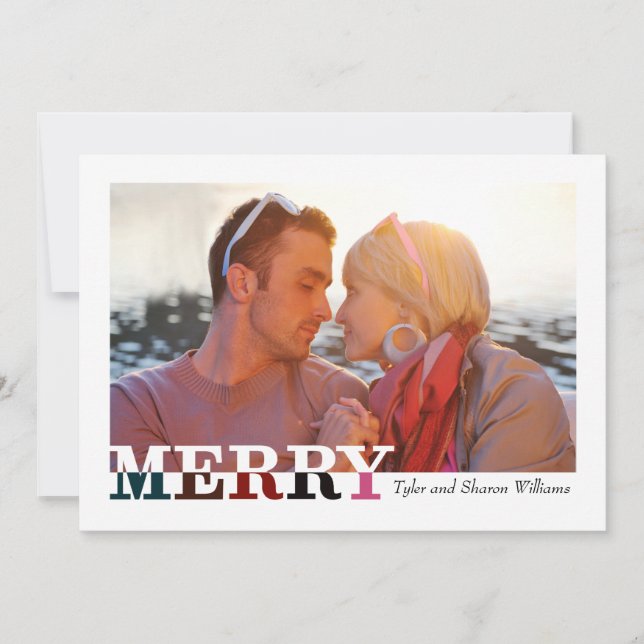 Merry and Bright Front and Back Holiday Card (Front)