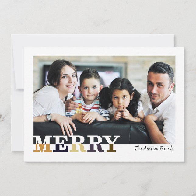 Merry and Bright Front and Back Holiday Card (Front)