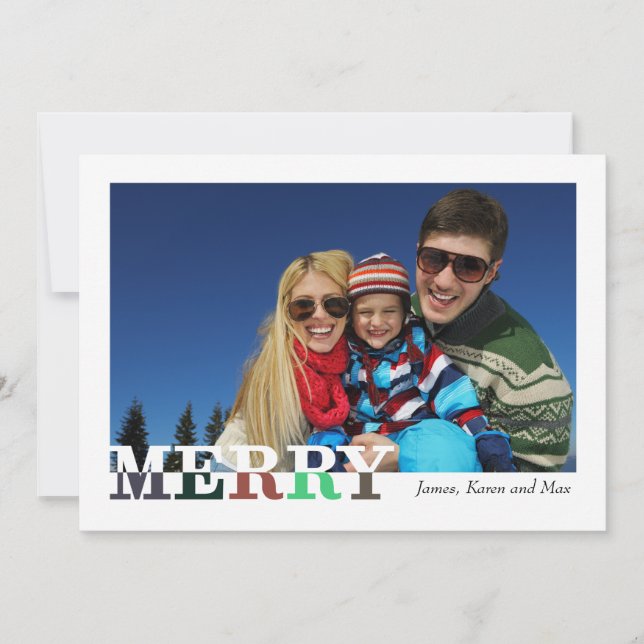 Merry and Bright Front and Back Holiday Card (Front)
