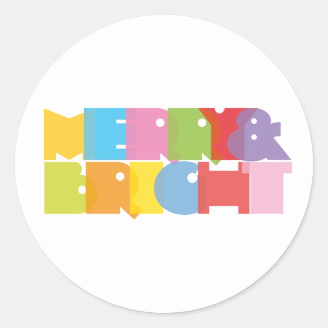 Merry And Bright Fun Colourful Christmas Holidays Classic Round Sticker (Front)