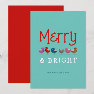 Merry and Bright Fun Cute Christmas Holiday Card