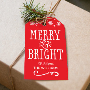 Merry and Bright Gift Tags Personalized Design