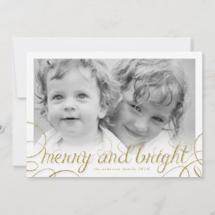 Merry and Bright Glitter Look Holiday Photocard Card