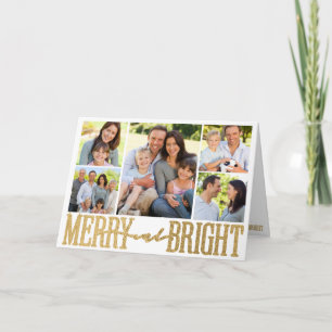 Merry and Bright Gold Foil Photo Holiday Card