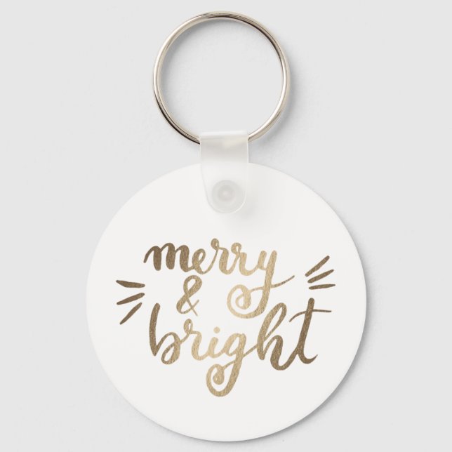 Merry and bright - gold keychain (Front)