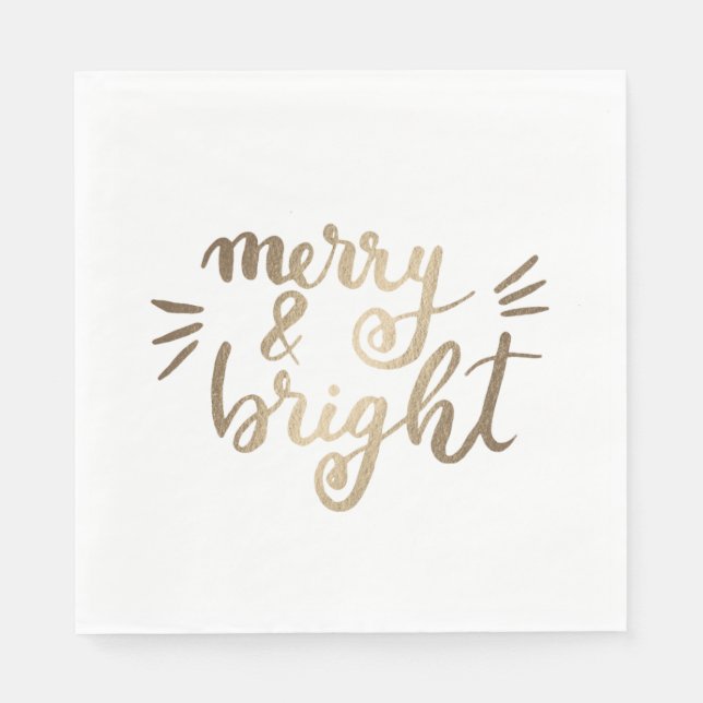 Merry and bright - gold napkin (Front)