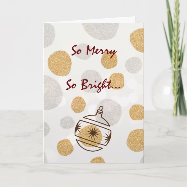 Merry and Bright Gold & Sliver Christmas Holiday  Card (Front)