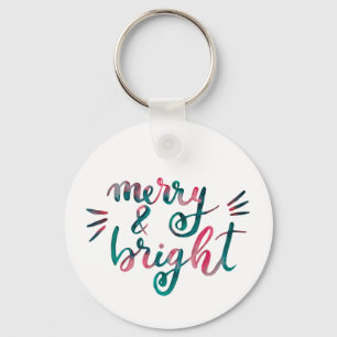 Merry and bright - green and pink keychain