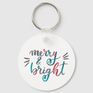 Merry and bright - green and red keychain