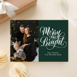 Merry and Bright Green Calligraphy Modern Photo Holiday Card<br><div class="desc">Merry and Bright Green Calligraphy Modern Photo Holiday Card. Send customizable and personalized holiday greetings to friends,  colleagues and family in simple,  chic,  elegant and modern photo design festive,  natural minimalist style cards! Below the calligraphy features your custom greeting message in modern typography.</div>