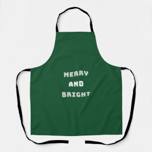 Merry and Bright, Green Christmas Art, Holiday Apron