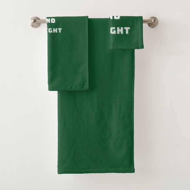 Merry and Bright, Green Christmas Art, Holiday Bath Towel Set (Insitu)