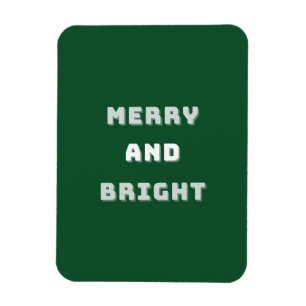 Merry and Bright, Green Christmas Art, Holiday Magnet