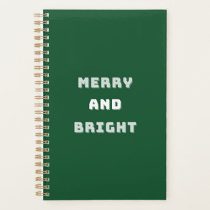 Merry and Bright, Green Christmas Art, Holiday Planner