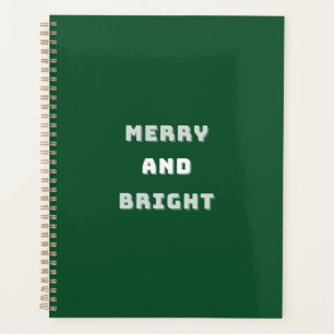 Merry and Bright, Green Christmas Art, Holiday Planner