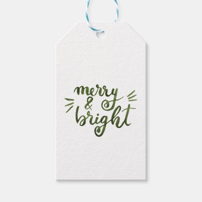 Merry and bright - green gift tags (Front)