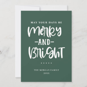 Merry And Bright Green Holiday Greeting Card