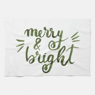 Merry and bright - green kitchen towel