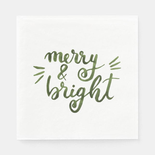 Merry and bright - green napkin (Front)