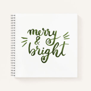 Merry and bright - green notebook