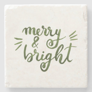 Merry and bright - green stone coaster