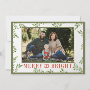 Merry and Bright Greenery Christmas Card
