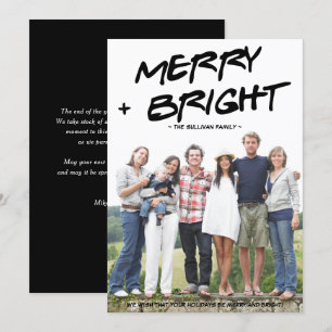 Merry and Bright Hand Brushed Typography Photo Holiday Card