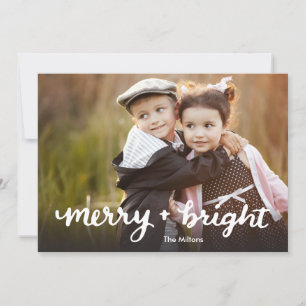 Merry and Bright Hand Lettered Christmas Card