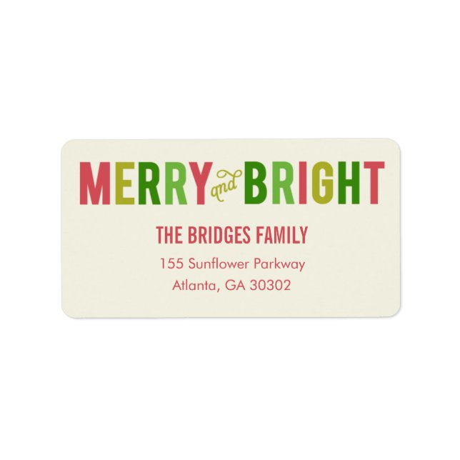 Merry and Bright Holiday Address Labels (Front)
