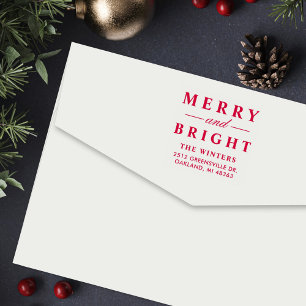 Merry and Bright   Holiday Address Self-inking Stamp