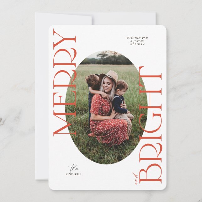 Merry and Bright Holiday Christmas Card (Front)
