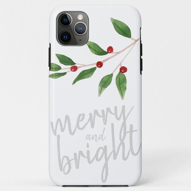Merry and Bright Holiday Christmas Winterberry Case-Mate iPhone Case (Back)