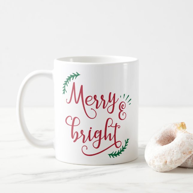 merry and bright Holiday Coffee Mug (With Donut)