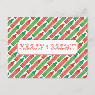 Merry and Bright Holiday Crayons Postcard