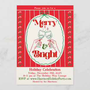 Merry and Bright Holiday Hand Drawn Party Invite