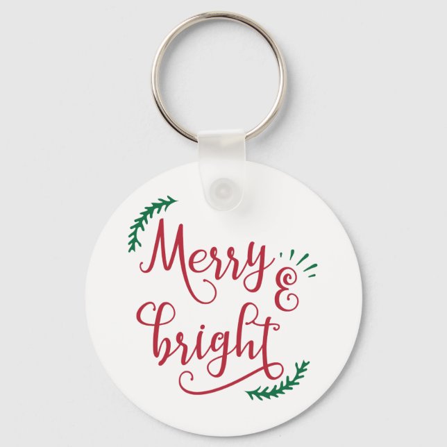 merry and bright Holiday Keychain (Front)