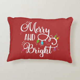 merry and bright holiday lights accent pillow
