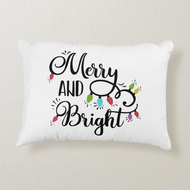 merry and bright holiday lights decorative pillow (Back)