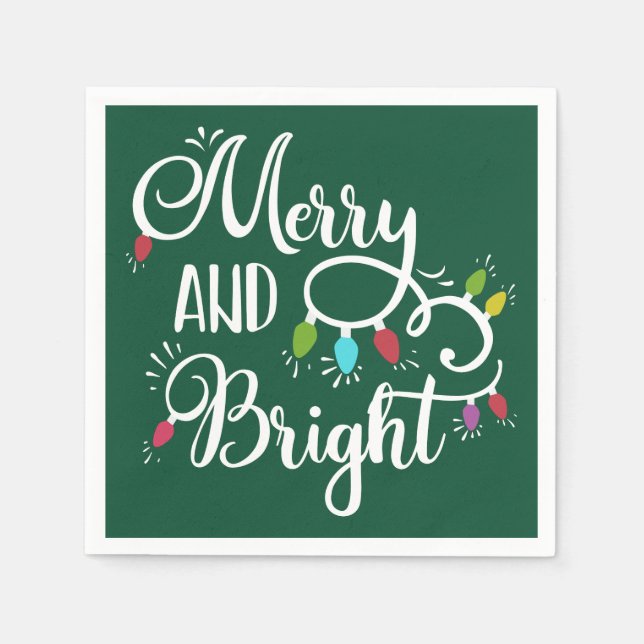 merry and bright holiday lights napkin (Front)