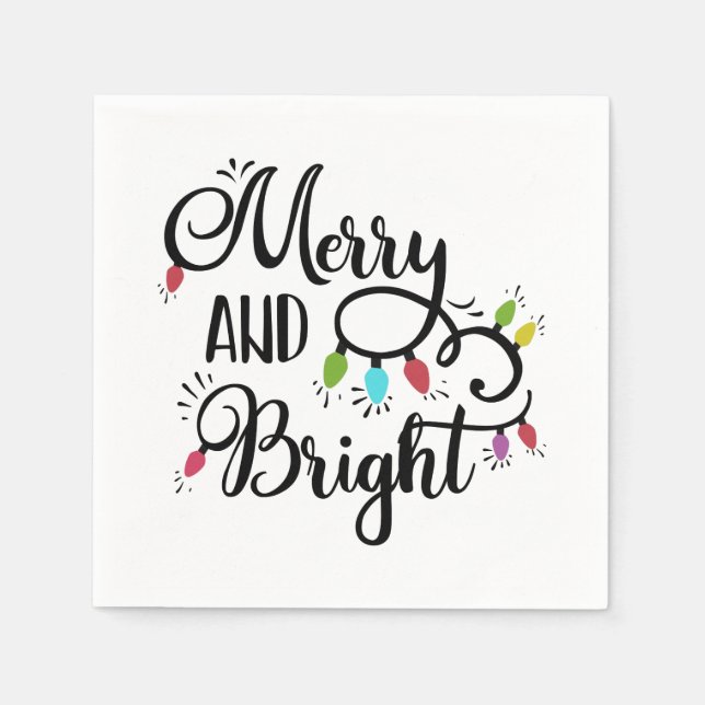 merry and bright holiday lights napkin (Front)