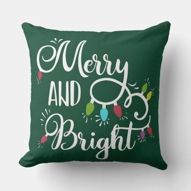 merry and bright holiday lights throw pillow (Front)