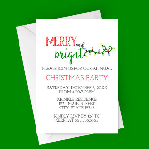 Merry and Bright Holiday Party Invitation