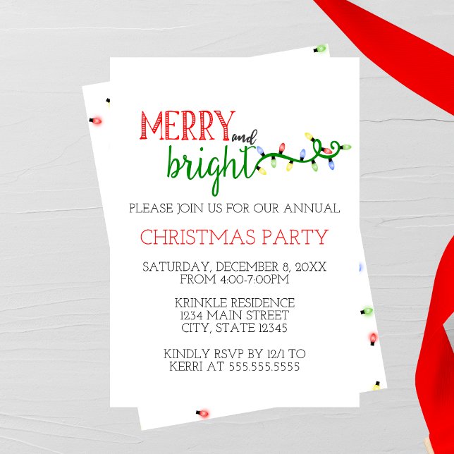 Merry and Bright Holiday Party Invitation (Creator Uploaded)