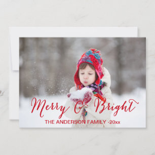 Merry and Bright Holiday Photo Card Red