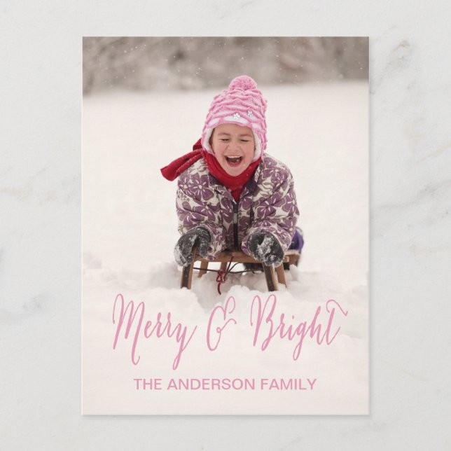 Merry and Bright | Holiday Photo Postcard (Front)